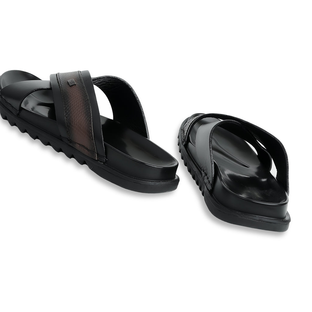 Classic Comfort Leather Slippers - Black