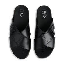 Load image into Gallery viewer, Dual Strap Leather Slippers - Black
