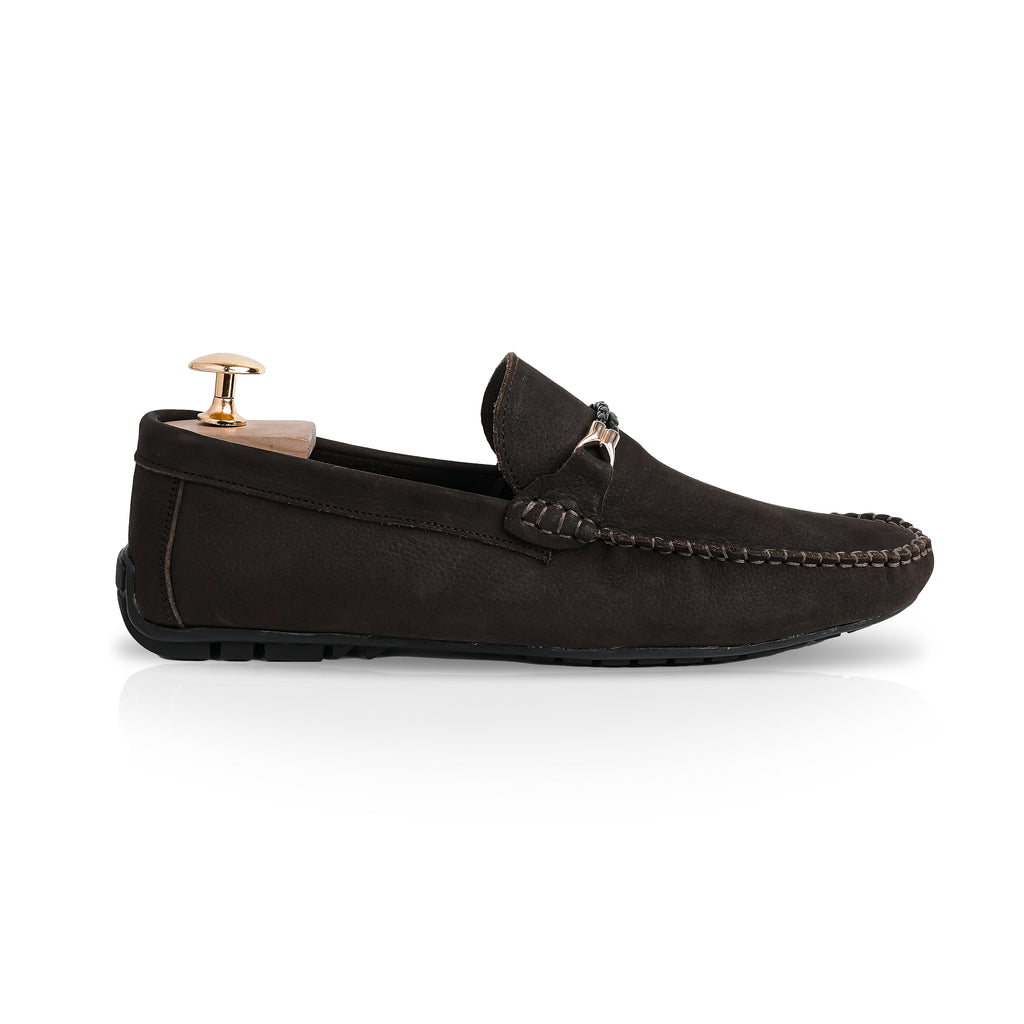 Twisted Rope Nubuck Moccasins - Brown