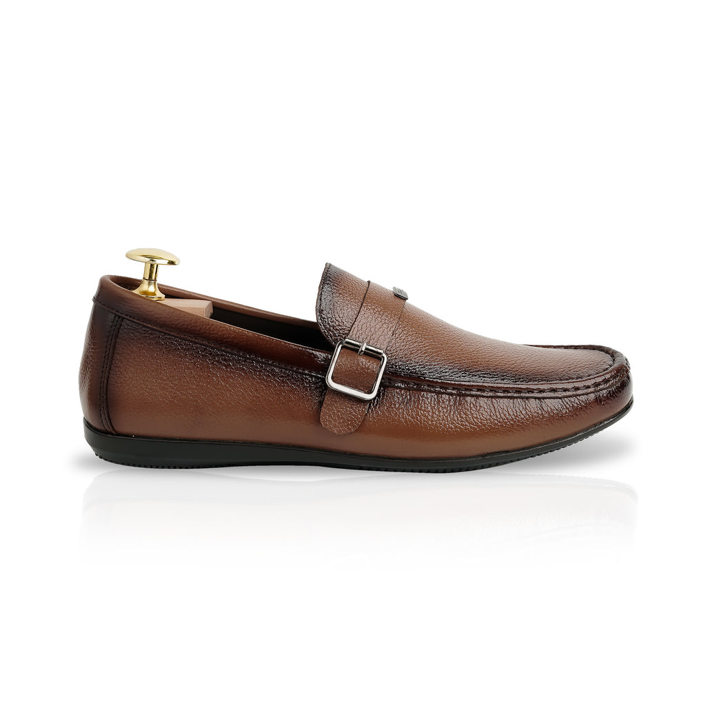 Two-Toned Leather Strapped Moccasins - Brown