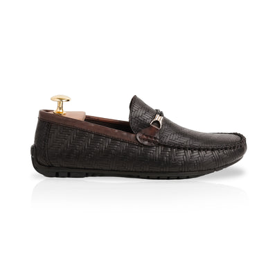 Weave Patterned Moccasins - Brown
