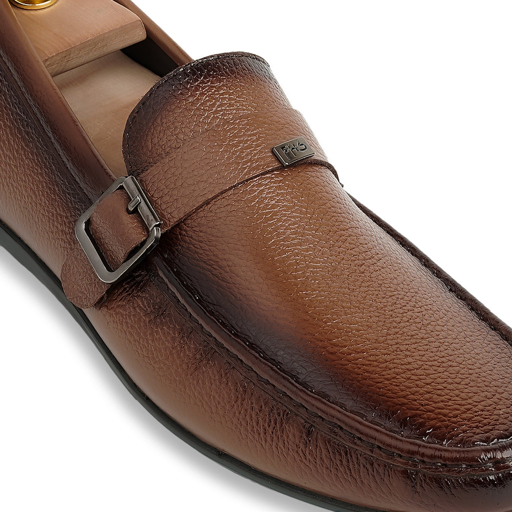 Two-Toned Leather Strapped Moccasins - Brown