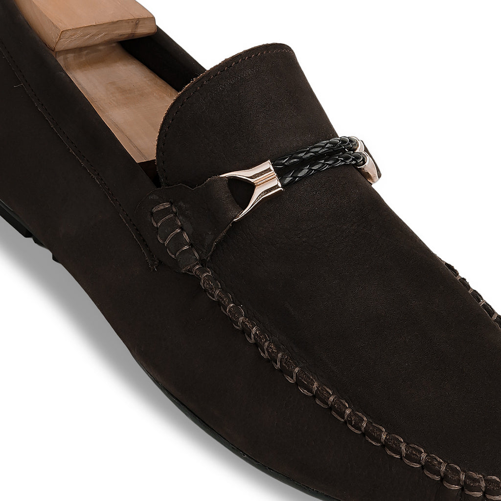 Twisted Rope Nubuck Moccasins - Brown