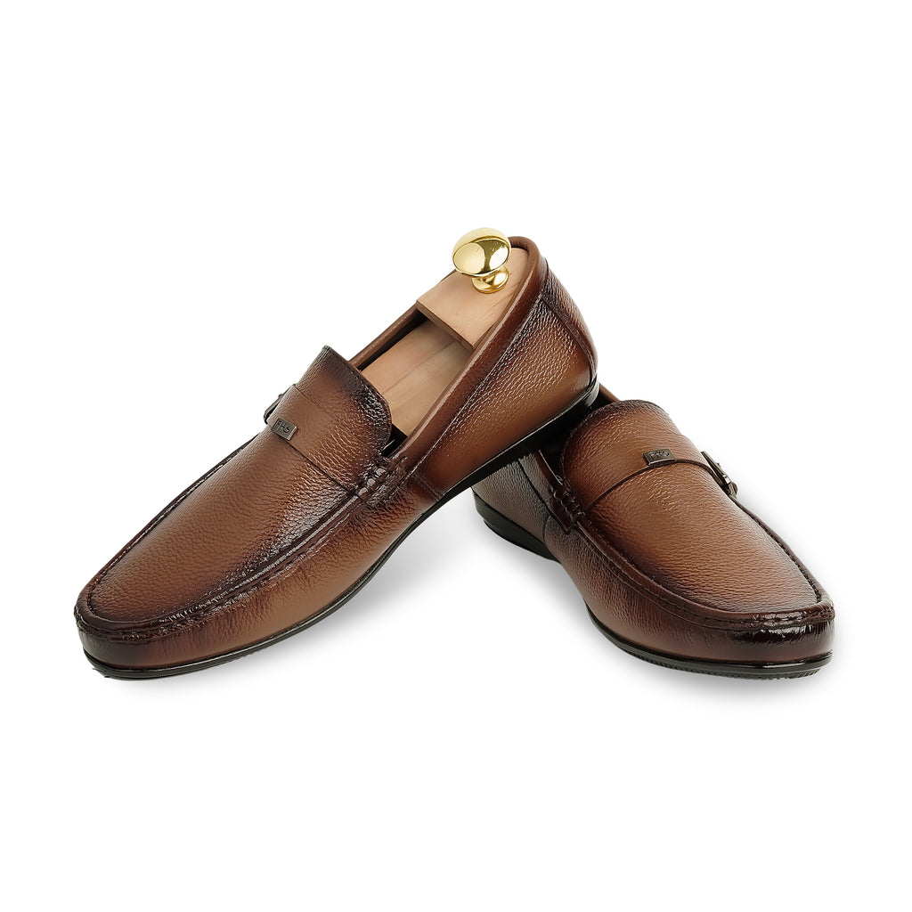 Two-Toned Leather Strapped Moccasins - Brown