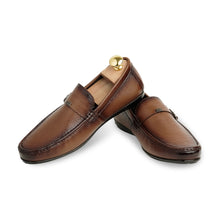 Load image into Gallery viewer, Two-Toned Leather Strapped Moccasins - Brown
