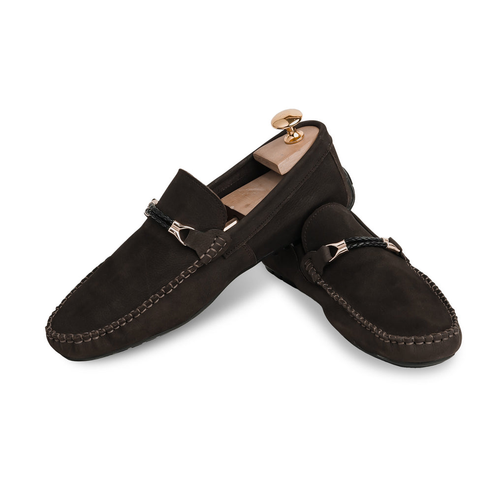 Twisted Rope Nubuck Moccasins - Brown