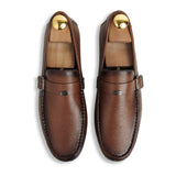 Two-Toned Leather Strapped Moccasins - Brown