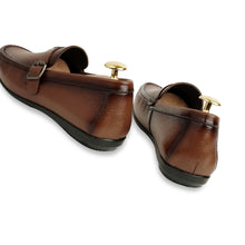 Load image into Gallery viewer, Two-Toned Leather Strapped Moccasins - Brown