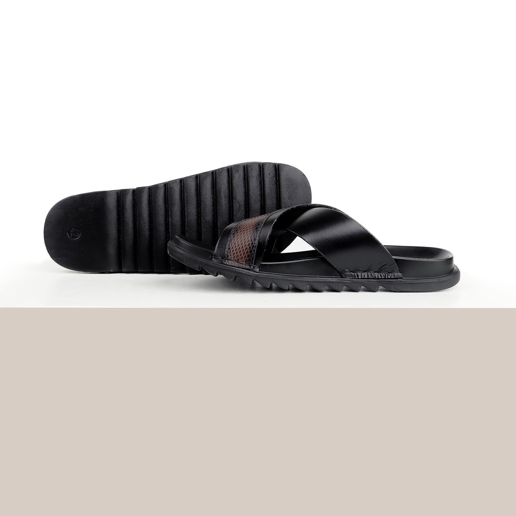 Classic Comfort Leather Slippers - Black