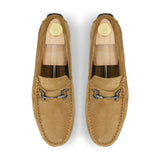 Horse Bit Buckled  Suede Moccasins - Beige