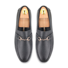 Load image into Gallery viewer, Sleek Golden Buckled Moccasins - Black