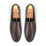 Snakeskin Embossed Moccasins - Brown