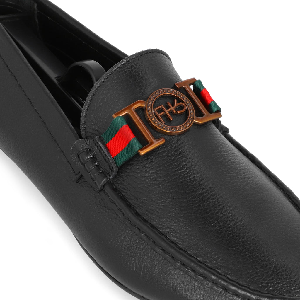 FHS Golden Buckled Moccasins-Black