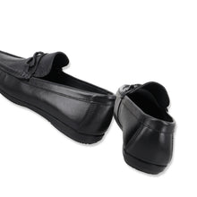 Load image into Gallery viewer, Metallic Twisted Buckled Moccasins - Black