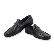 Load image into Gallery viewer, Metallic Twisted Buckled Moccasins - Black