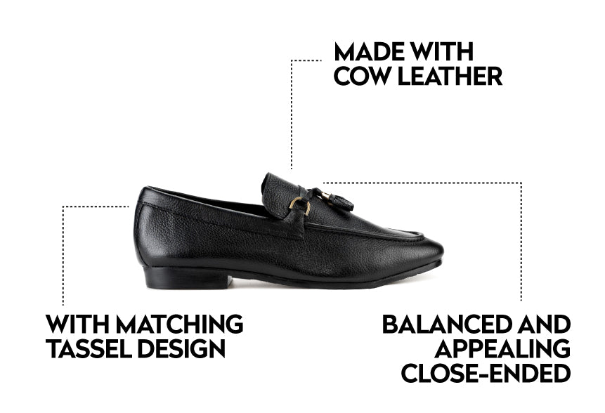 Sleek Tassels Loafers-Black