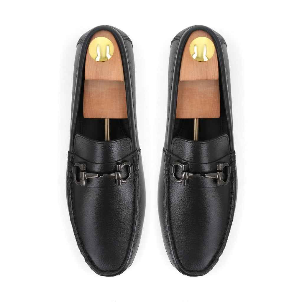 Stylish Buckled Moccasins - Black