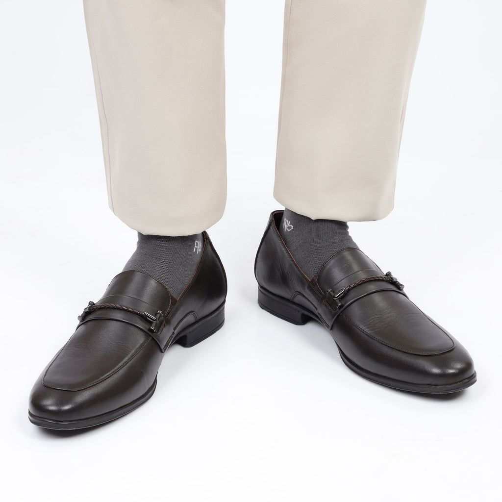 Twisted Rope Buckled Loafers - Dark Brown