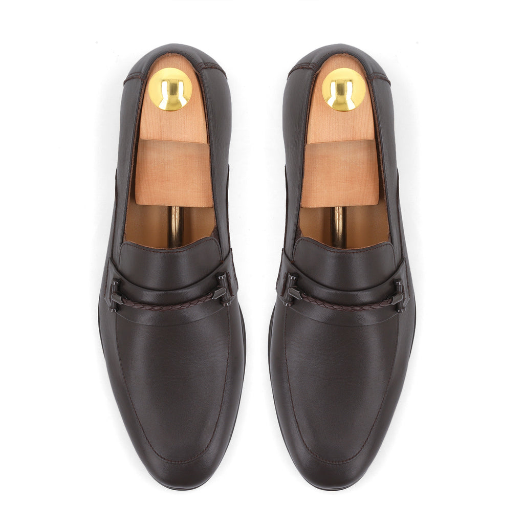 Twisted Rope Buckled Loafers - Dark Brown