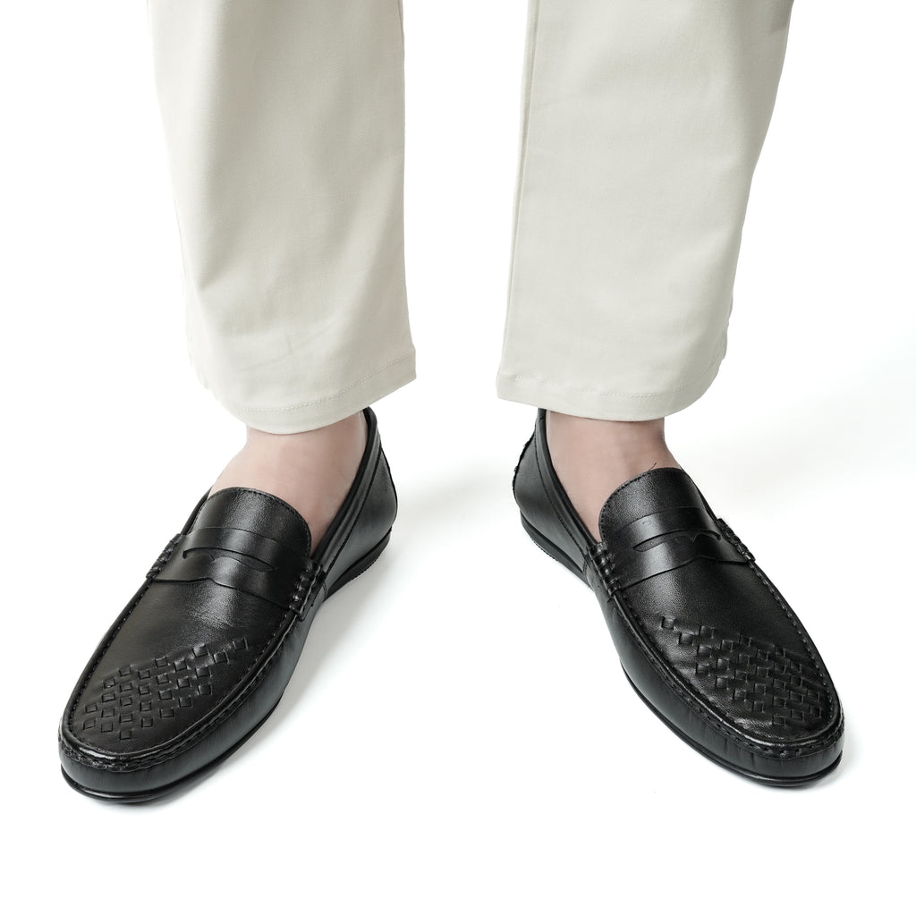 Penny Strapped Moccasins - Black