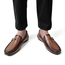 Load image into Gallery viewer, Two-Toned Leather Strapped Moccasins - Brown