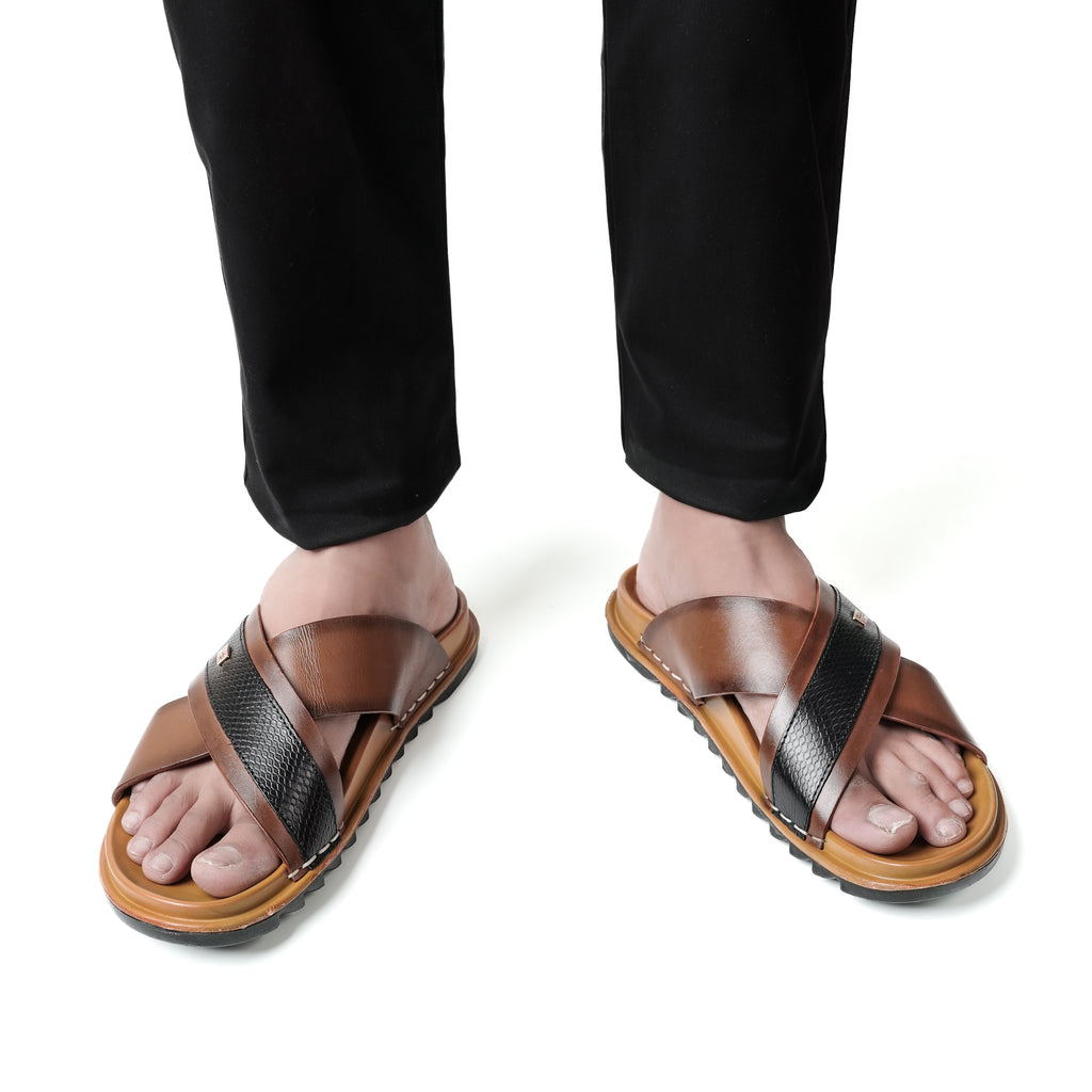 Classic Comfort Leather Slippers - Brown