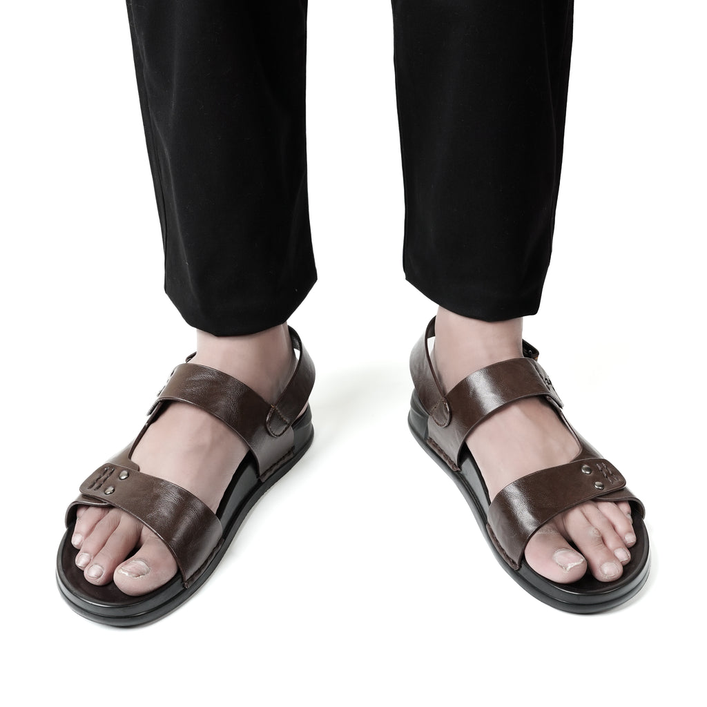 Signature Microfibre Sandals - Brown