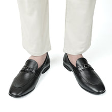 Load image into Gallery viewer, Noir Metallic Buckled Loafers - Black
