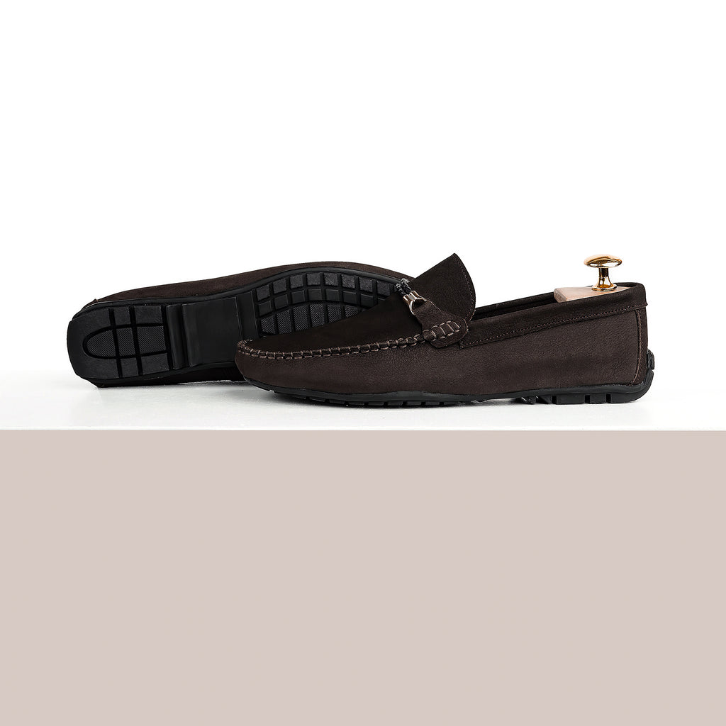 Twisted Rope Nubuck Moccasins - Brown