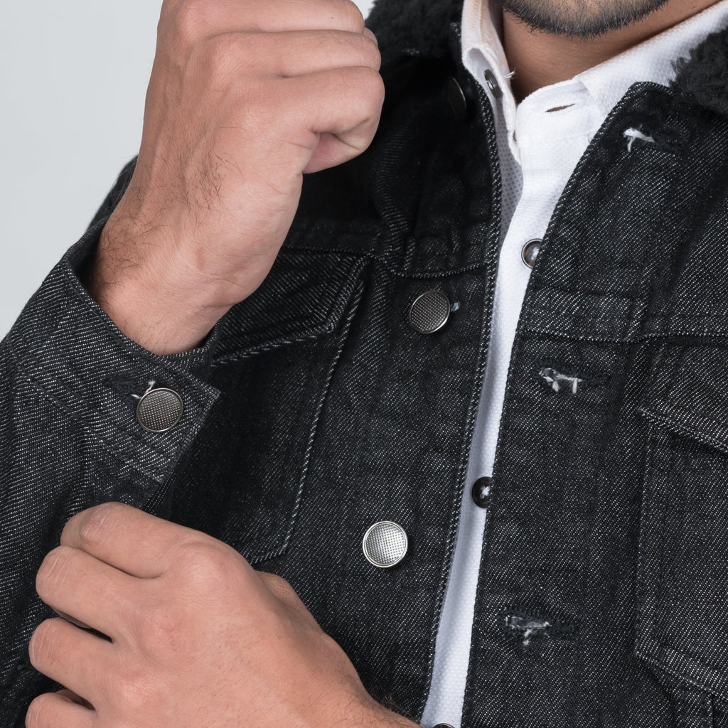Black Denim Sherpa Jacket - FHS Official