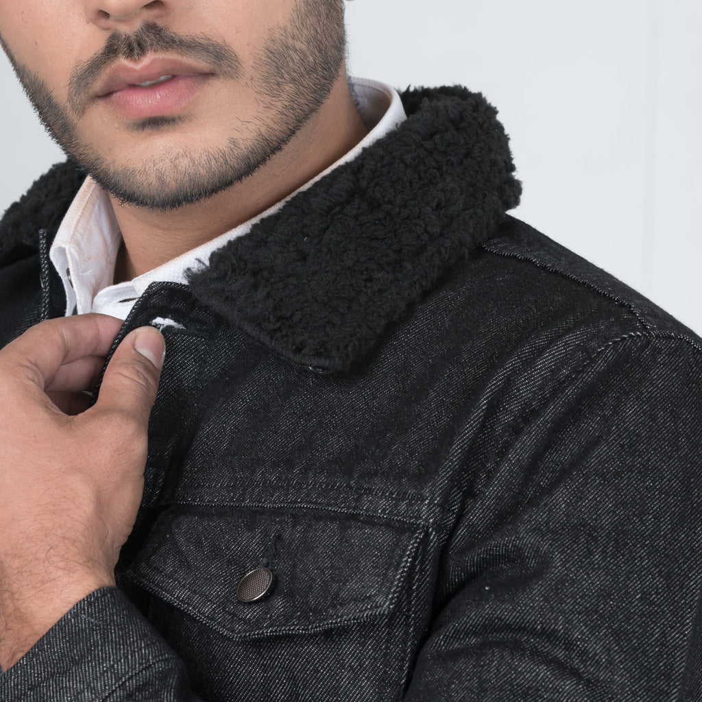 Black Denim Sherpa Jacket - FHS Official