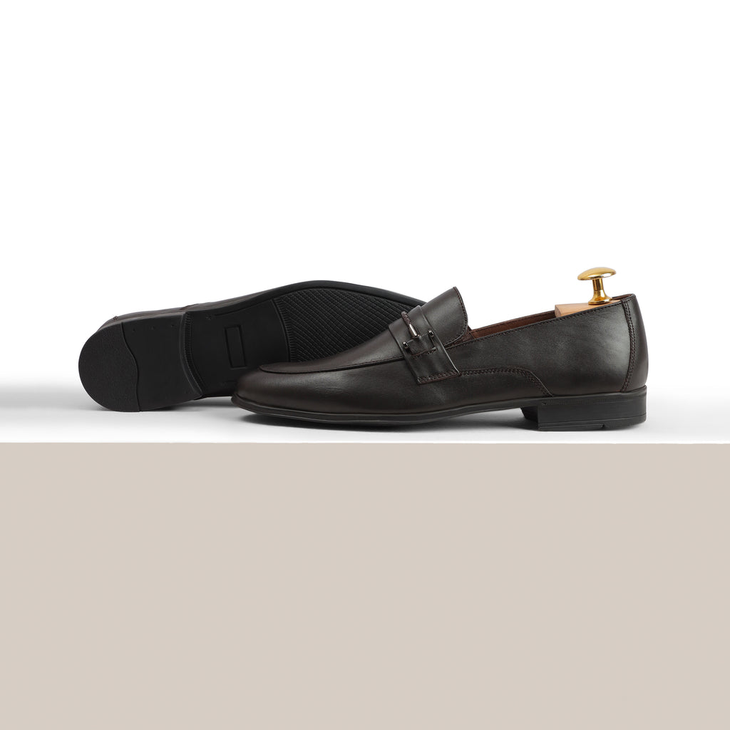 Twisted Rope Buckled Loafers - Brown