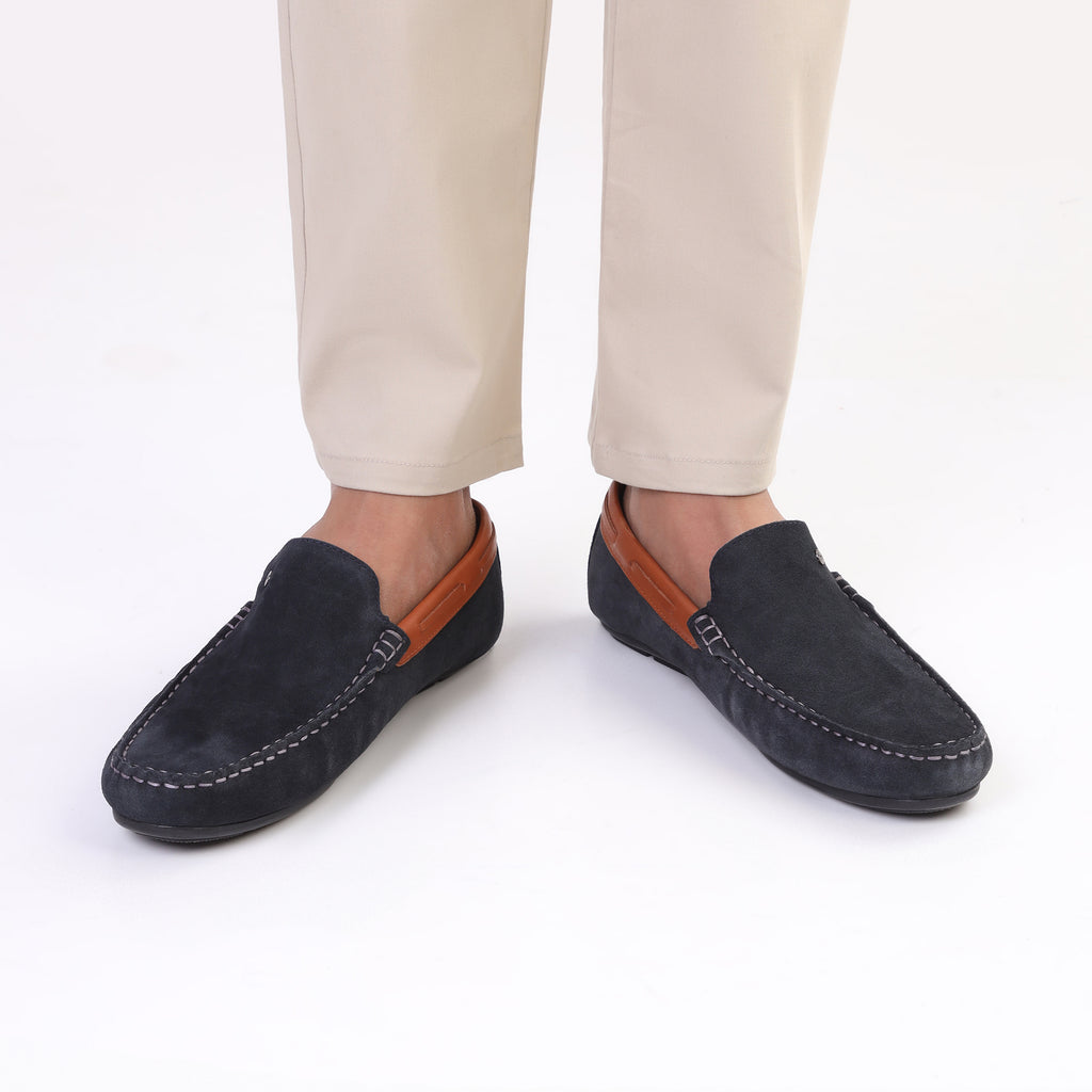 Elite Suede Moccasins - Navy