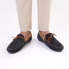 Load image into Gallery viewer, Laced Suede Moccasins - Navy