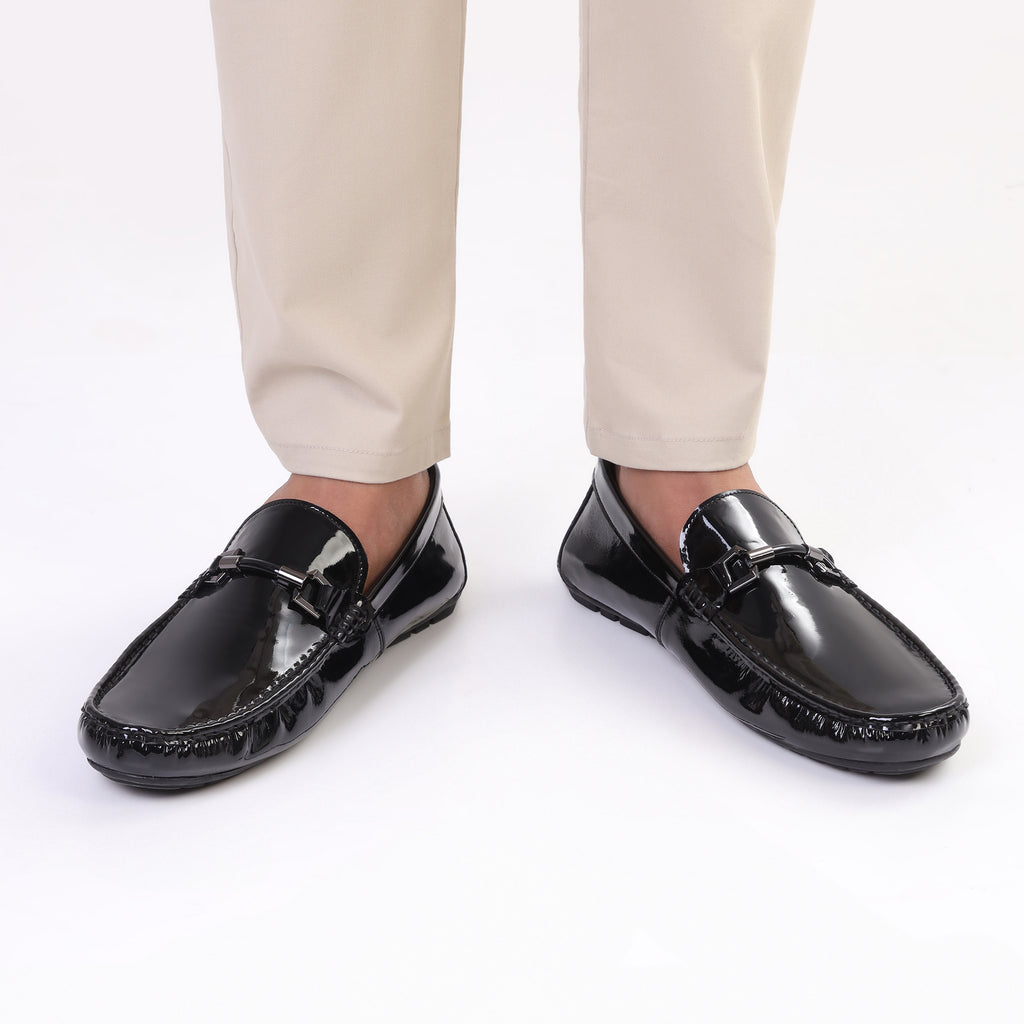 Patent Leather Moccasins - Black