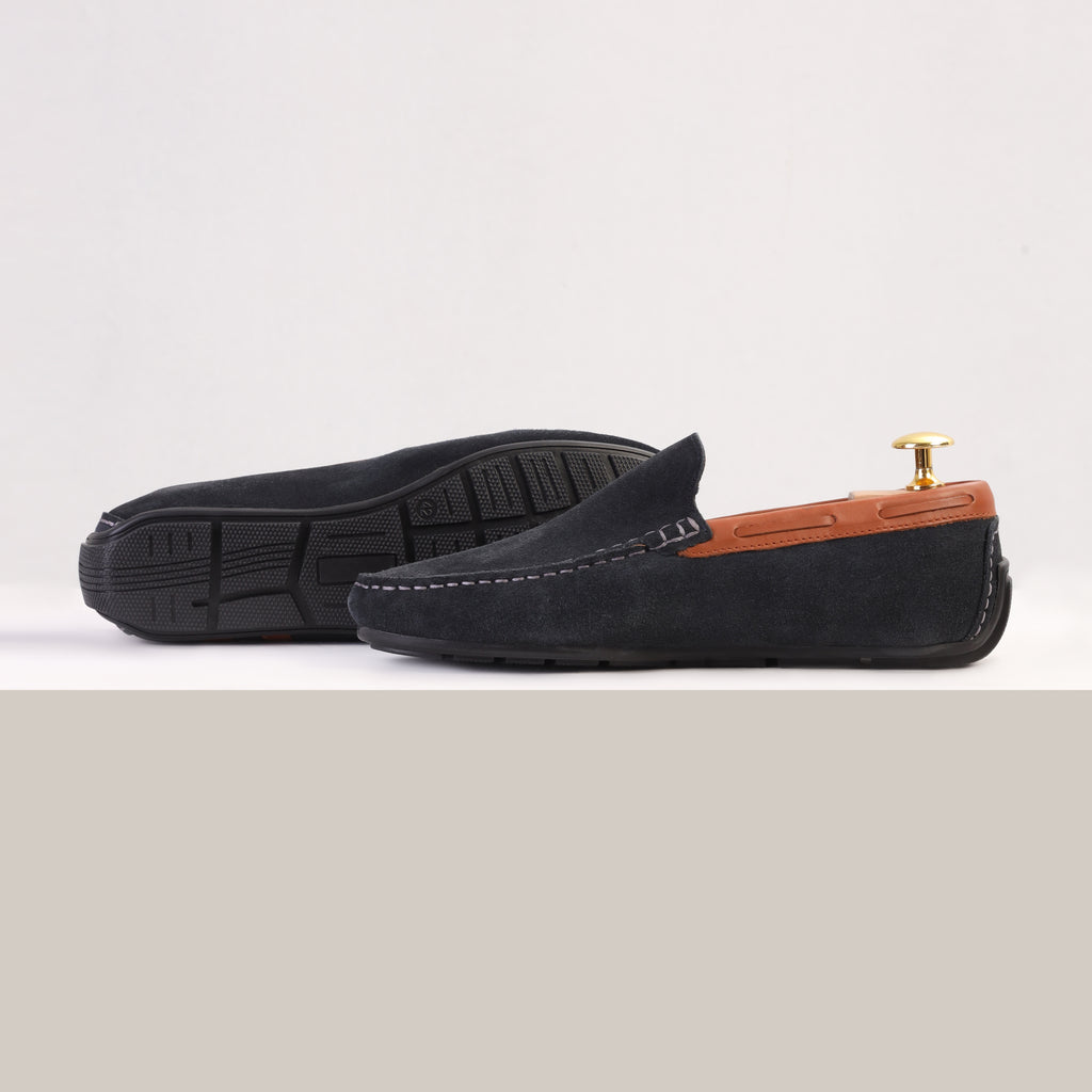 Elite Suede Moccasins - Navy