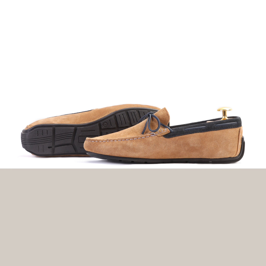 Laced Suede Moccasins - Tan