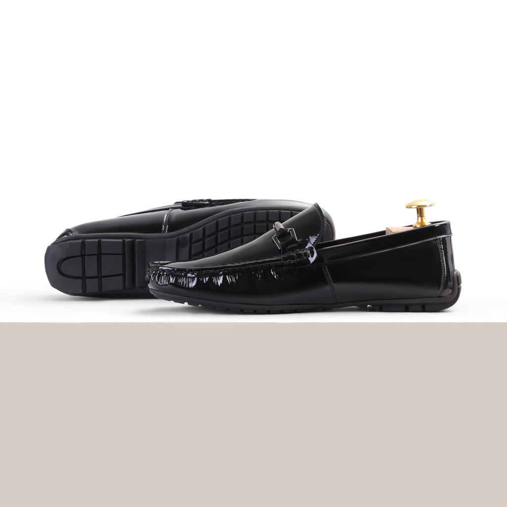 Patent Leather Moccasins - Black