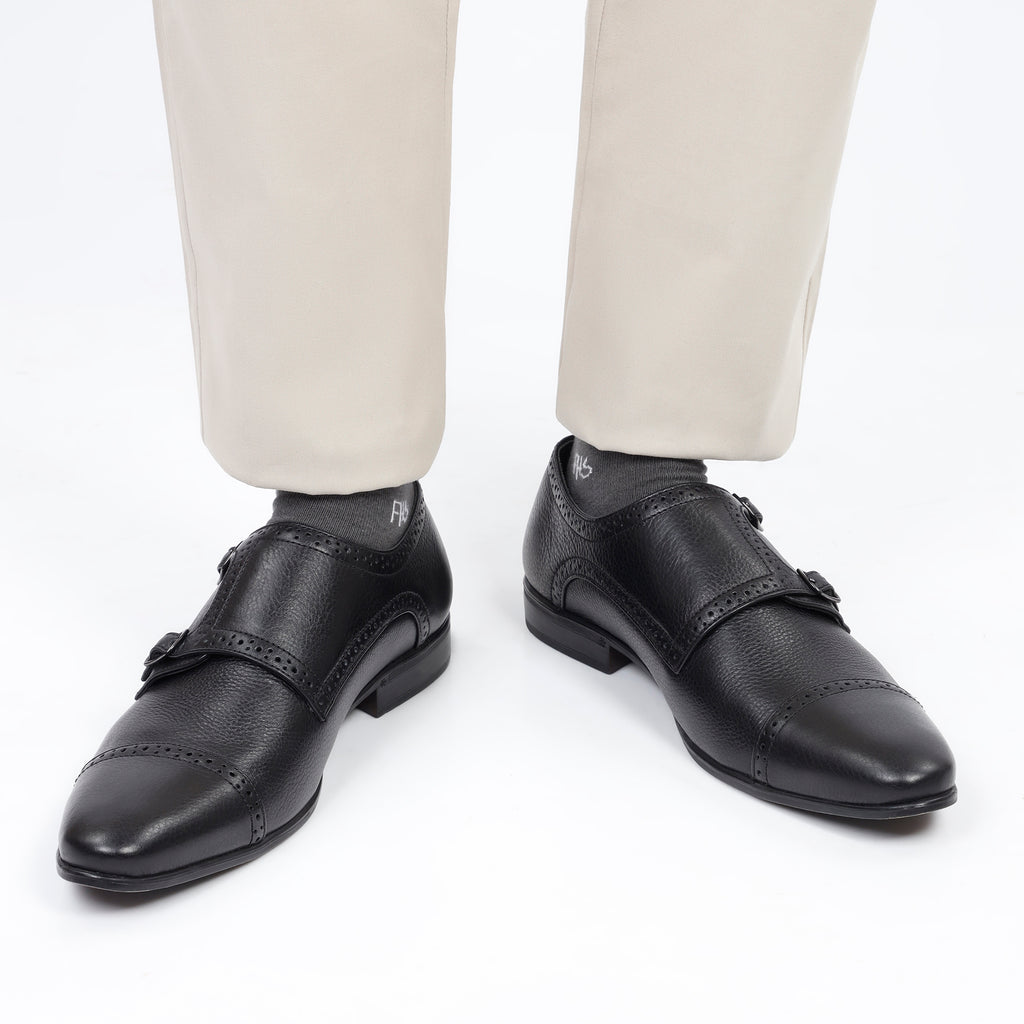 Double Monk Strap Loafers - Black