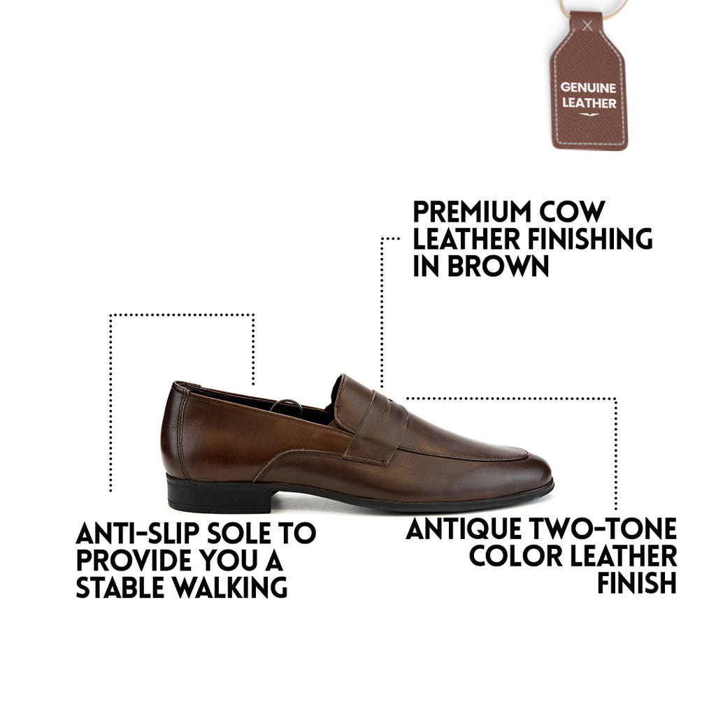 Dual Tone Leather Loafer - Brown