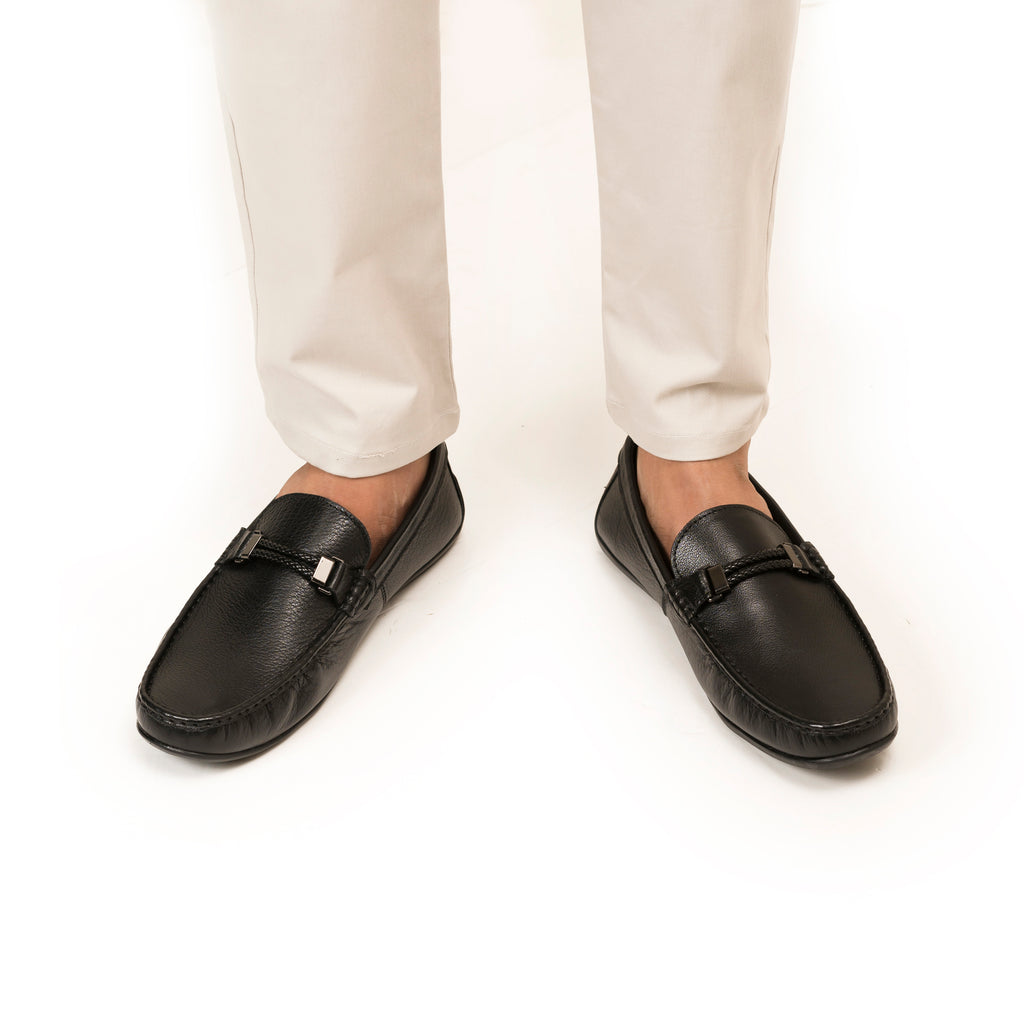 Buffalo Leather Moccasins - Black
