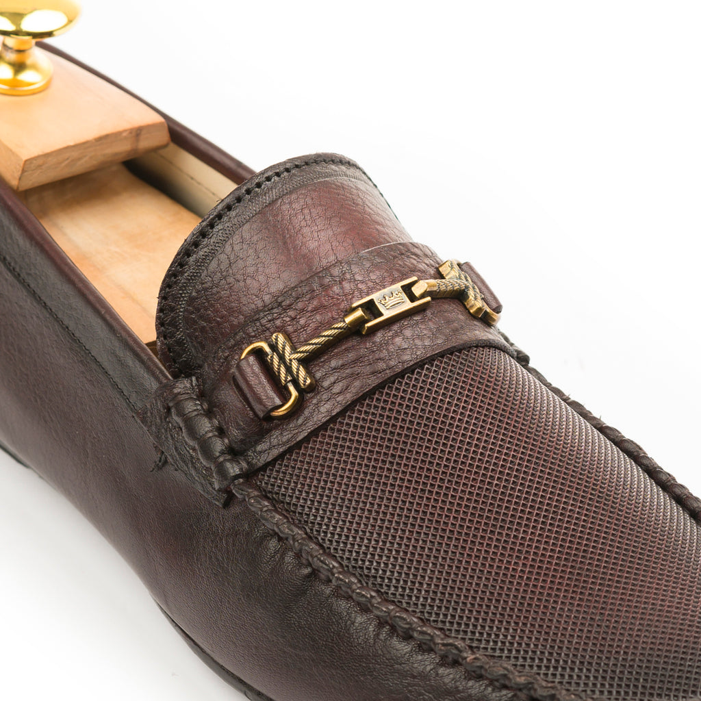 Handcrafted Two-Tone Leather Moccasins - Brown