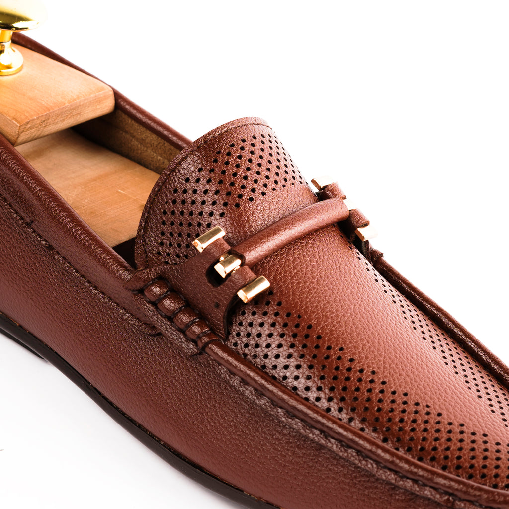 Perforated Driver Moccasins-Tan