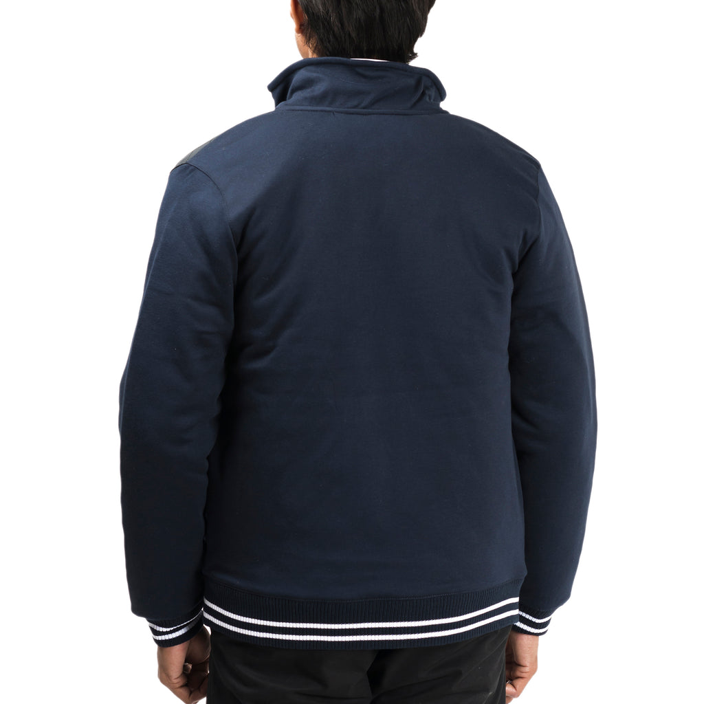 Contrast Ribbed Jacket-Navy