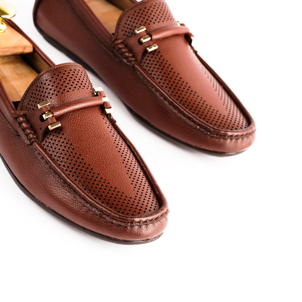 Perforated Driver Moccasins-Tan