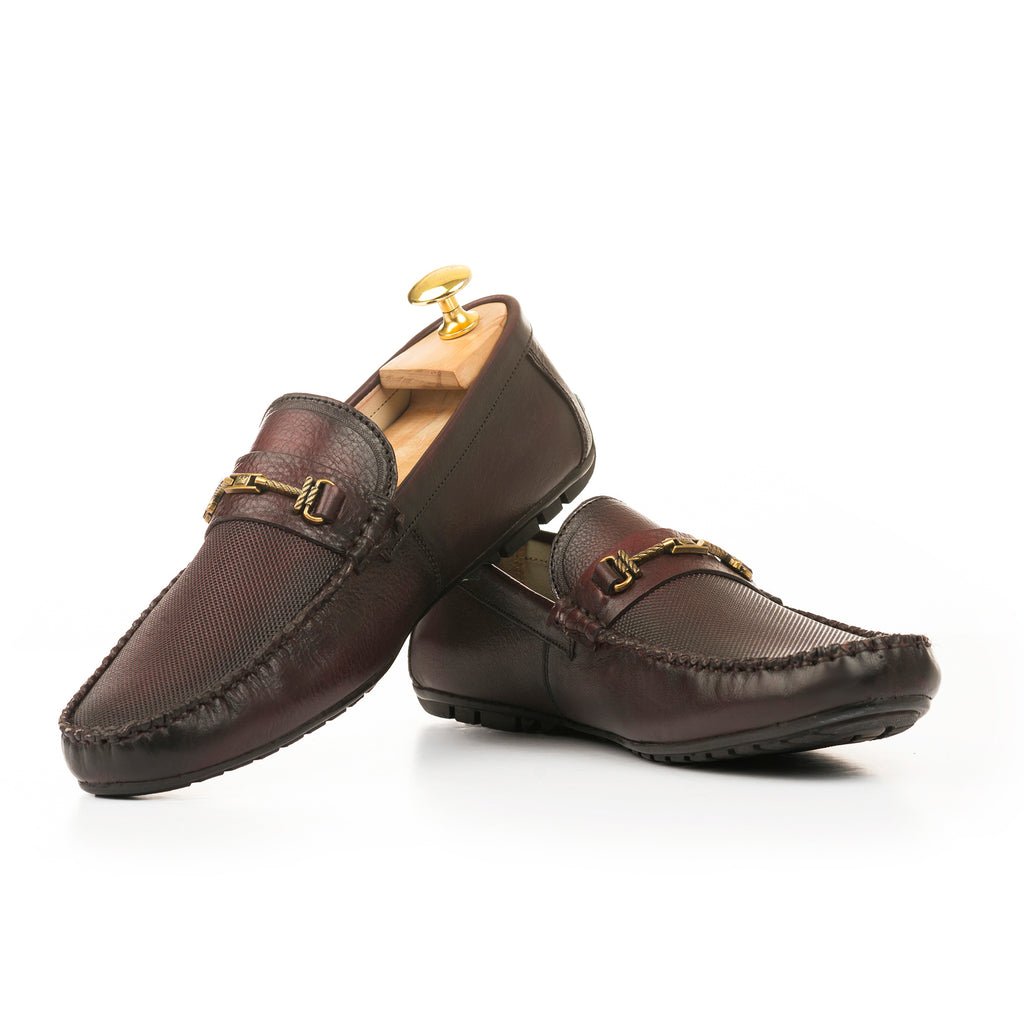 Handcrafted Two-Tone Leather Moccasins - Brown