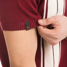 Load image into Gallery viewer, Knitted Striped Polo - Maroon/White