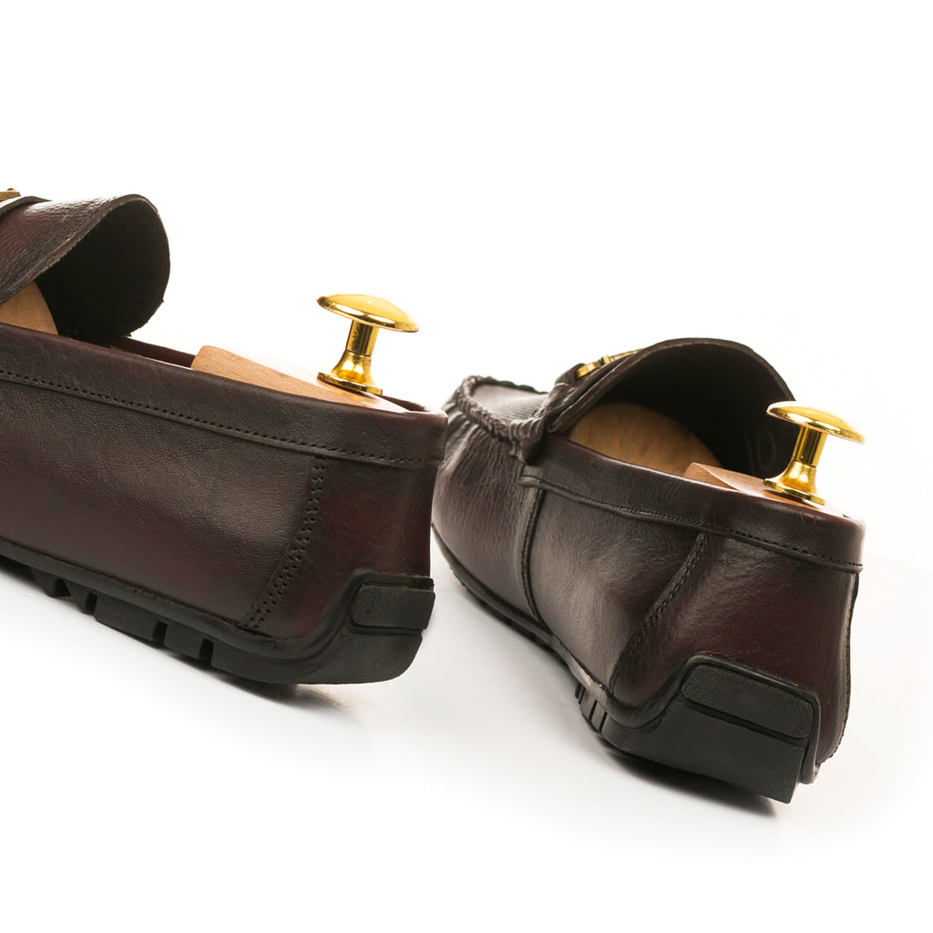 Handcrafted Two-Tone Leather Moccasins - Brown