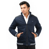 Contrast Ribbed Jacket-Navy