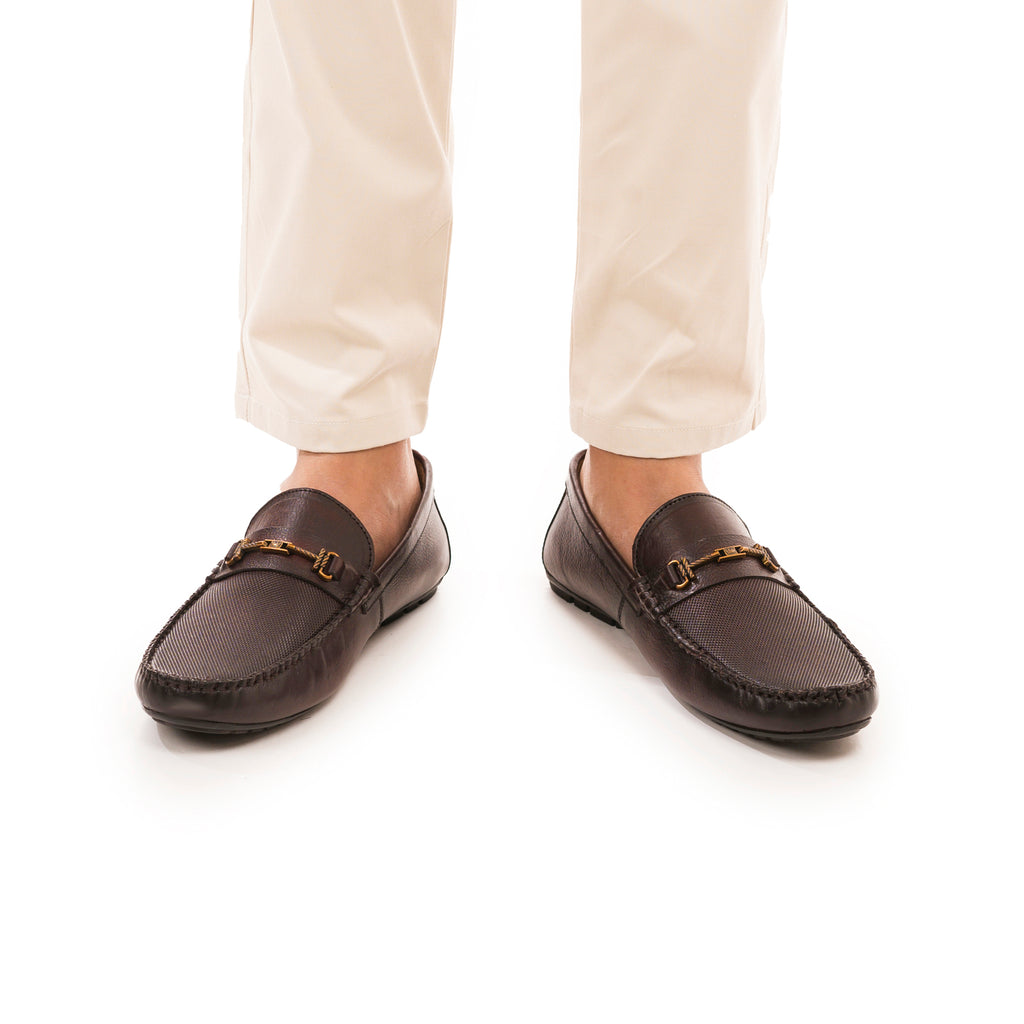 Handcrafted Two-Tone Leather Moccasins - Brown
